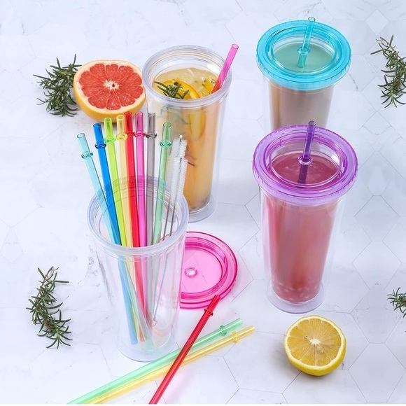 24-Pack Reusable Straws with Cleaning Brushes - 12 Colors! - Picture 8 of 11